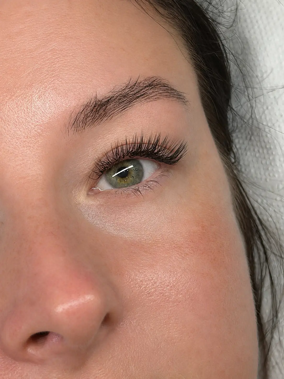 Volume eyelash extensions on green eyes Hammersmith